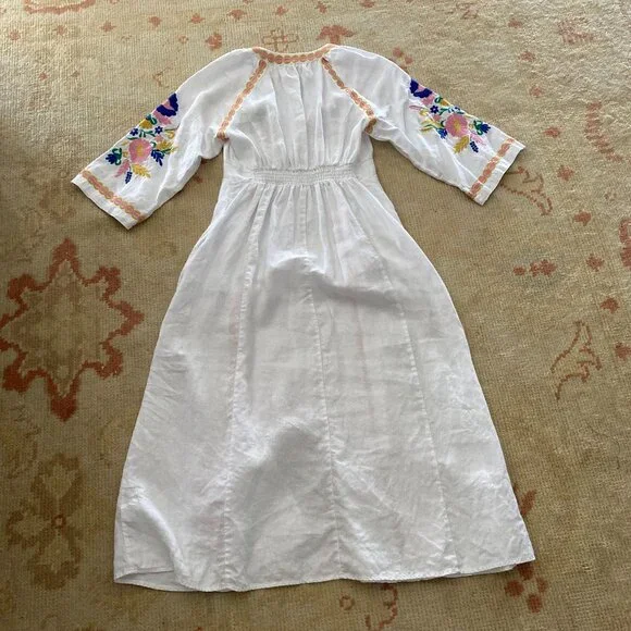 Boden Una Linen Embroidered Maxi Dress, Floral Garland, Ivory, 6P - Picture 5 of 11